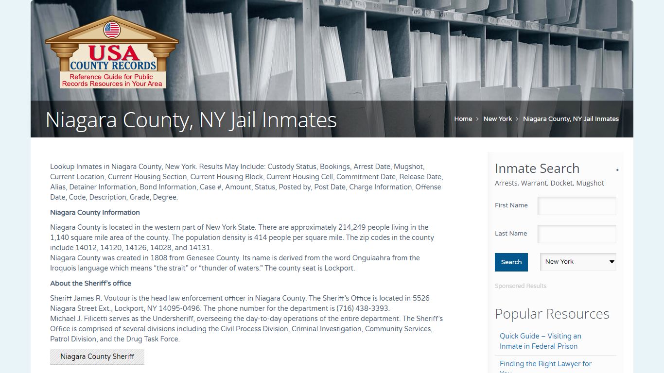 Niagara County, NY Jail Inmates | Name Search